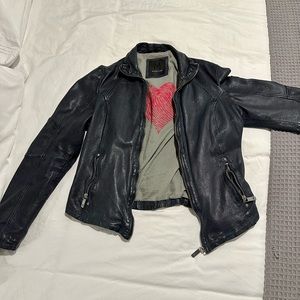 Dark navy leather jacket